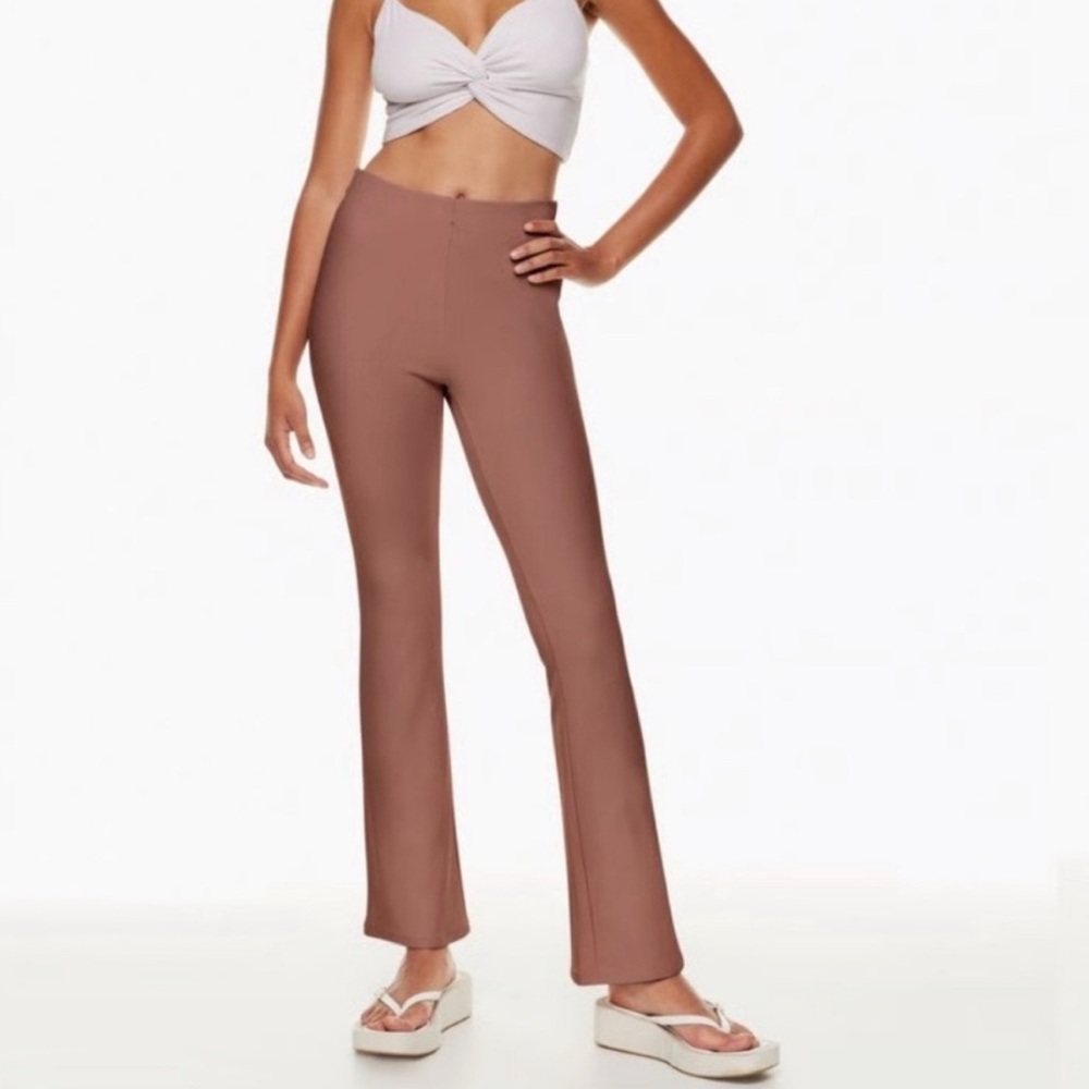 Aritzia Wilfred Candace flare ribbed pants XL terracotta brown boho Portugal